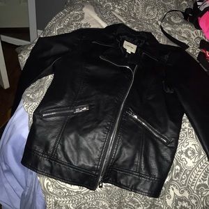 Black faux leather